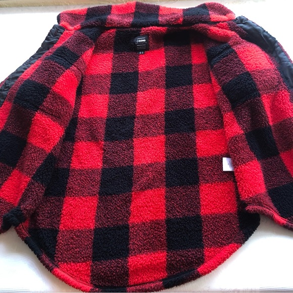 CI SONO Los Angeles Black/Red Checkered Flannel Fleece Jacket Women’s Size XL - Picture 11 of 16
